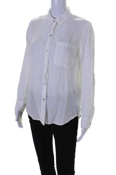 Rails Women's Collared Long Sleeves Button Down Shirt White Size S