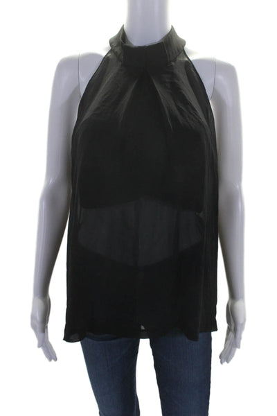 Robert Rodriguez Womens Silk Black Halter Layered Sleeveless Blouse Top Size 10