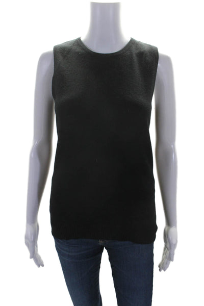 Sutton Cashmere Womens Cashmere Sleeveless Knitted Ribbed Sweater Black Size S