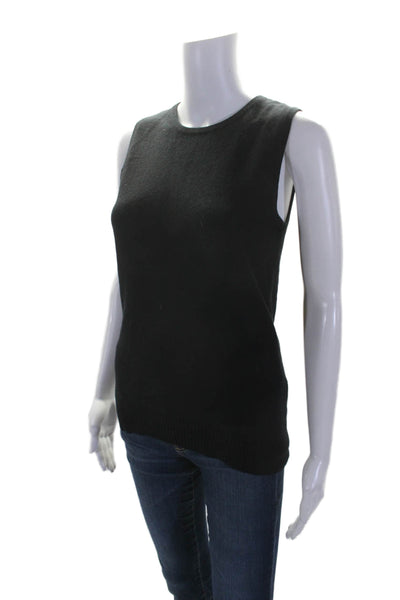 Sutton Cashmere Womens Cashmere Sleeveless Knitted Ribbed Sweater Black Size S