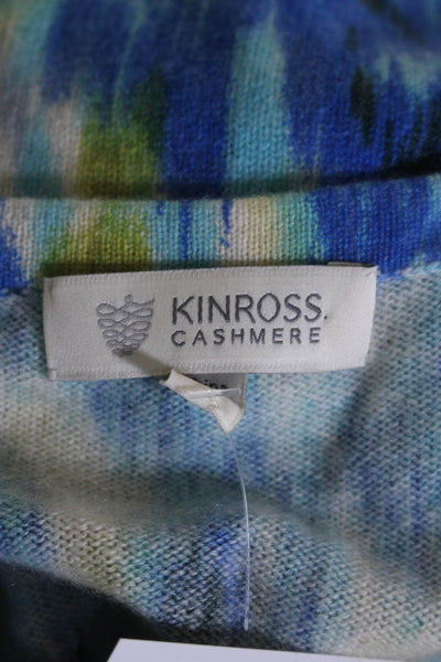 Kinross Cashmere Womens Cashmere Long Sleeved Button Up Sweater Blue Size M