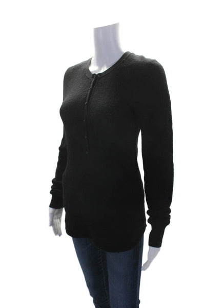 Theory Womens Wool Long Sleeved Button Up Textured Knitted Sweater Black Size M