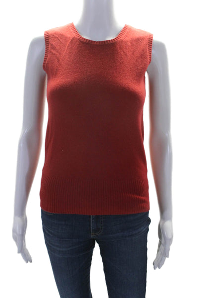 Autumn Cashmere Womens Sleeveless Ribbed Hem Knitted Sweater Red Size M