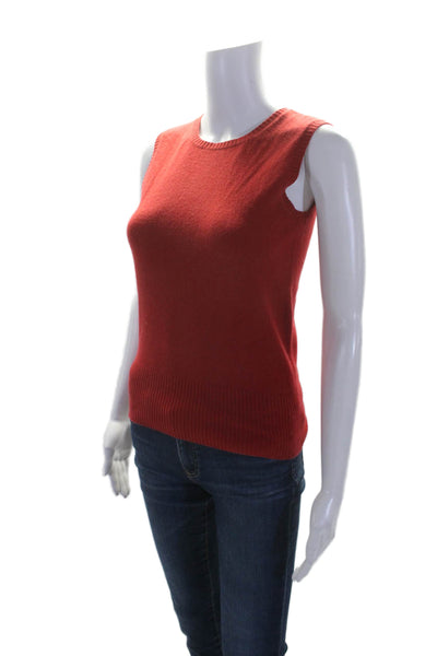 Autumn Cashmere Womens Sleeveless Ribbed Hem Knitted Sweater Red Size M