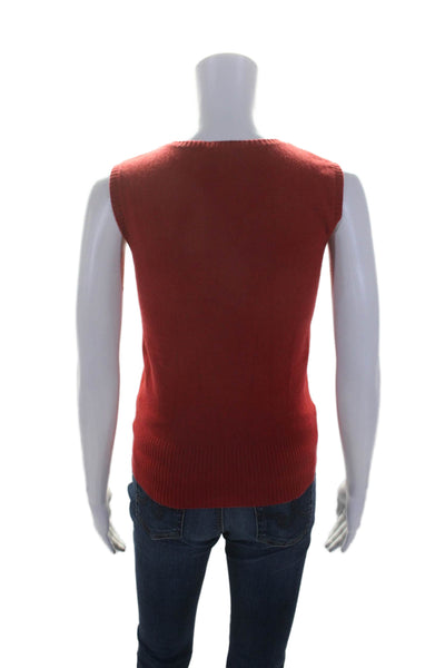 Autumn Cashmere Womens Sleeveless Ribbed Hem Knitted Sweater Red Size M