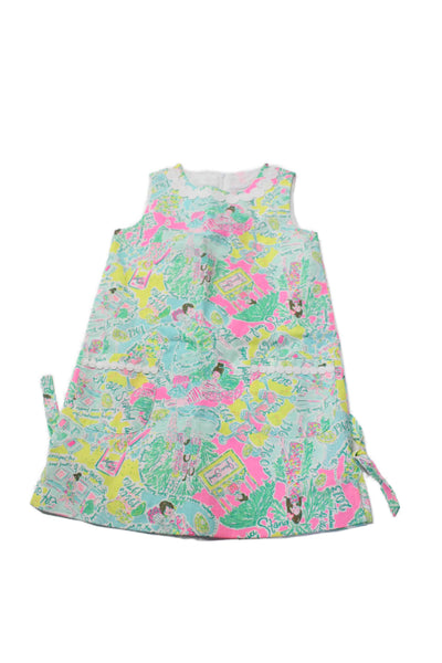 Lily Pulitzer Girls Cotton Sleeveless Graphic Shift Dress Multicolor Size 7