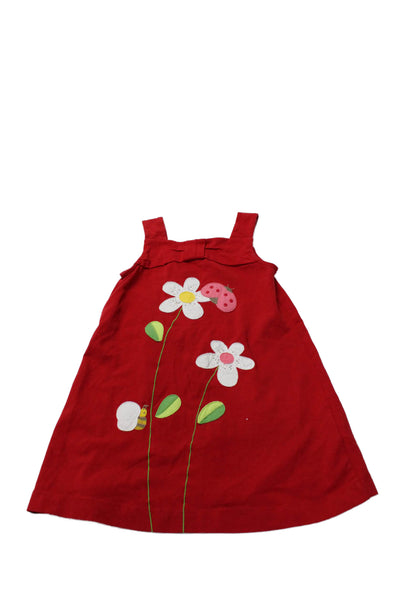 Mayoral Girls Cotton Sleeveless Floral Embellished A Line Dress Red Size 7