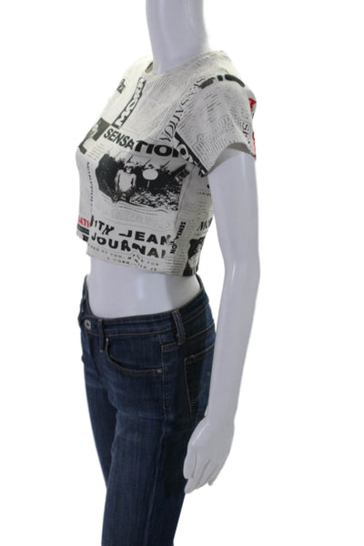 With Jean Womens Crew Neck Short Sleeve Graphic Baby T Shirt White Small