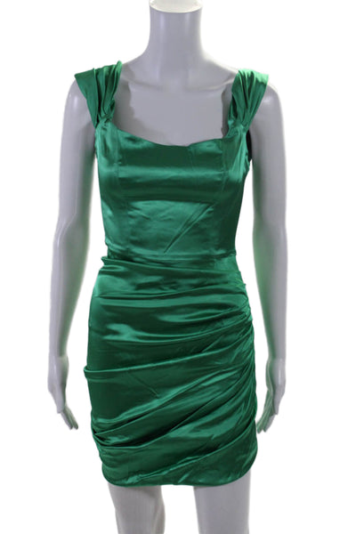 De La Vali Womens Back Zip Sleeveless Square Neck Dress Green Size 8