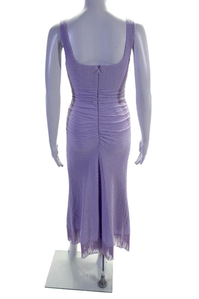 Likely Women's Scoop Neck Sleeveless Rouge Fringe Midi Dress Purple Size 4