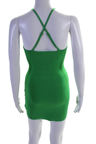 Babaton Women's Scoop Neck Spaghetti Straps Bodycon Mini Dress Green Size XS