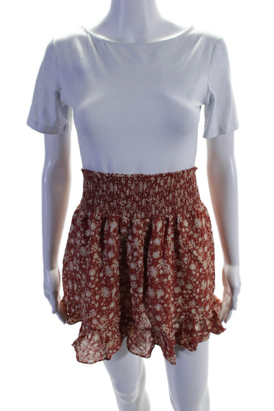 Intermix Women's Smocked Waist Line Tiered Floral Mini Skirt Size S