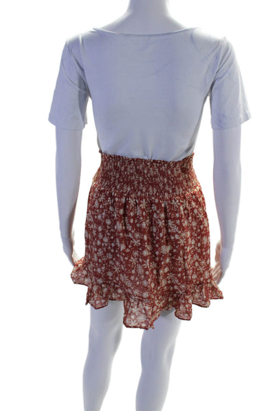 Intermix Women's Smocked Waist Line Tiered Floral Mini Skirt Size S