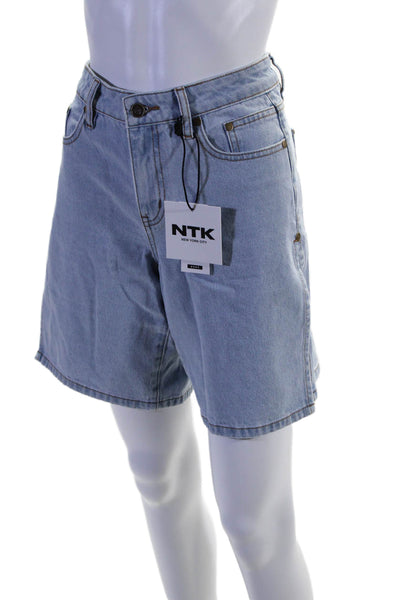 NTK NYC Women's Light Wash Slit Hem Five Pockets Bermuda Shorts Size 26