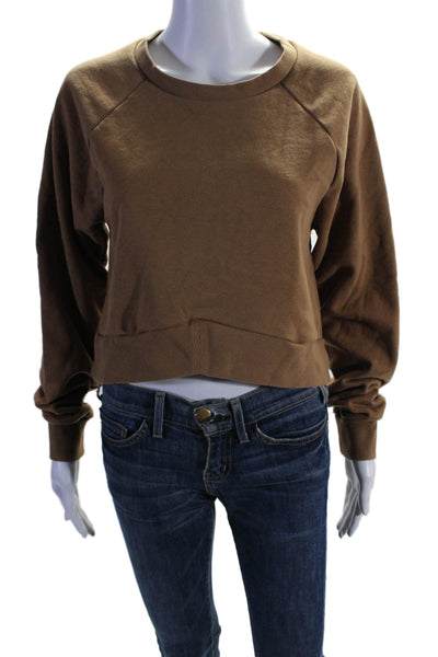 Beyond Yoga Womens Cotton Blend Round Neck Pullover Sweatshirt Top Brown Size S