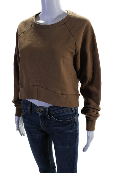 Beyond Yoga Womens Cotton Blend Round Neck Pullover Sweatshirt Top Brown Size S