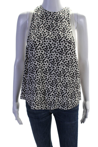 A.L.C. Womens Silk White Printed Crew Neck Sleeveless Layered Blouse Top Size XS