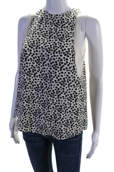 A.L.C. Womens Silk White Printed Crew Neck Sleeveless Layered Blouse Top Size XS