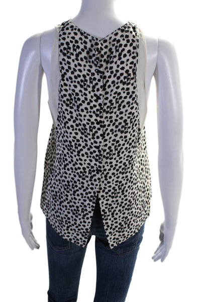 A.L.C. Womens Silk White Printed Crew Neck Sleeveless Layered Blouse Top Size XS