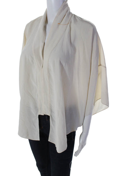 Elizabeth and James Womens Silk V-Neck Short Sleeve Blouse Top Cream Size XS