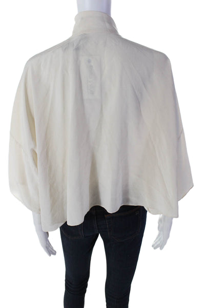 Elizabeth and James Womens Silk V-Neck Short Sleeve Blouse Top Cream Size XS