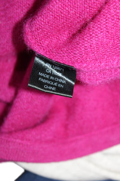 360 Cashmere Womens Cashmere Long Sleeve Curved Hem Knit Blouse Fuschia Size XS