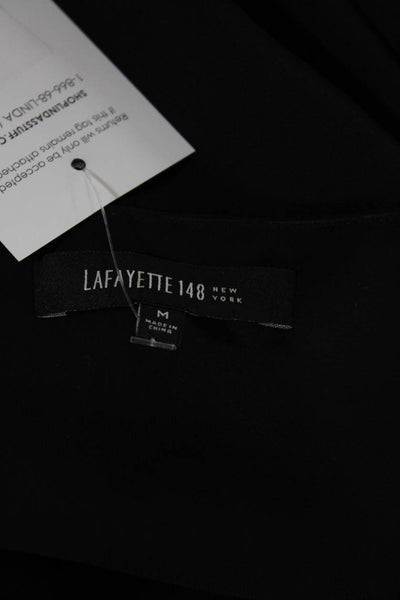 Lafayette 148 New York Womens Silk Scoop Neck Beaded Tank Blouse Black Size M