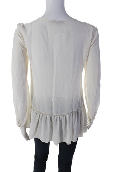 Calypso Saint Barth Womens Silk Long Sleeve Button Up Blouse White Size XS