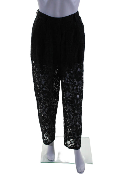 Ronny Kobo Womens Zipper Fly High Rise Lace Pants Black Size Extra Small