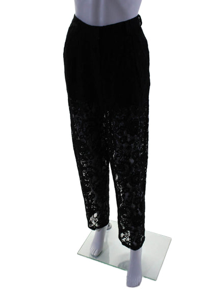 Ronny Kobo Womens Zipper Fly High Rise Lace Pants Black Size Extra Small