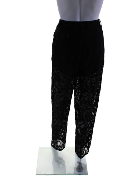 Ronny Kobo Womens Zipper Fly High Rise Lace Pants Black Size Extra Small