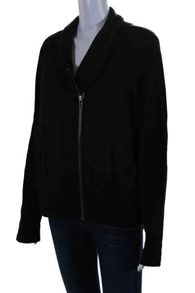 Helmut Lang Womens Long Sleeve Asymmetric Full Zip Jacket Black Size L