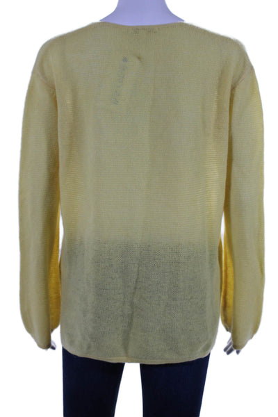 Minnie Rose Womens Cashmere Long Sleeve Pullover Sweater Top Yellow Size S