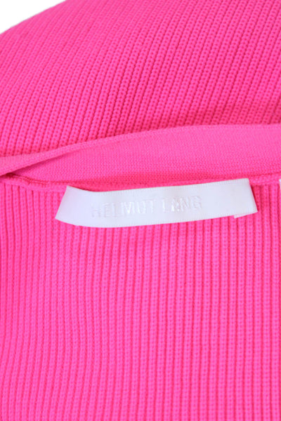 Helmut Lang Womens Three Button Ribbed Cropped Cardigan Sweater Pink Size Small