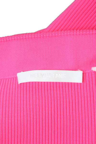 Helmut Lang Womens Elastic Waistband Ribbed Mini Skirt Neon Pink Size XS