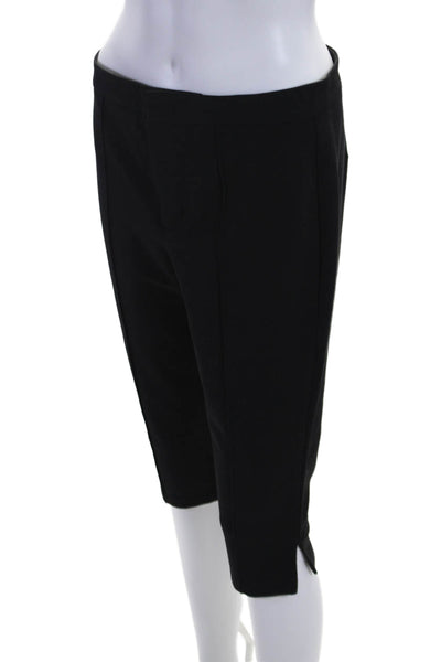 Vince Womens Zipper Fly High Rise Pleated Capri Pants Black Cotton Size 4