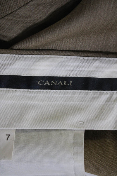 Canali Mens Wool Pleated Doubled Buttoned Closure Cuffed Pants Browm Size 40