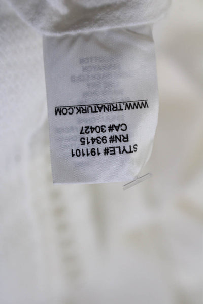 Trina Turk Womens Cotton Bell Sleeve Scoop Neck Keyhole Blouse White Size S