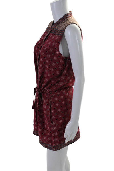 Sea New York Womens Silk Geometric Spotted Sleeveless Belted Romper Red Size 6