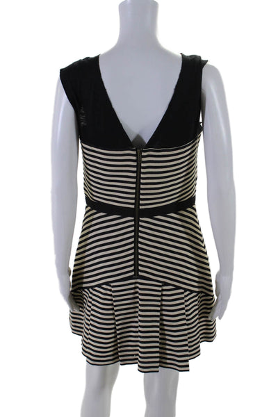 Elizabeth and James Womens Cotton Striped Pleated Drop Waist Dress Beige Size 8