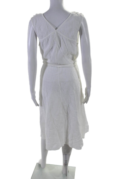 R Label The Reset Womens Cotton Sleeveless Belted Textured Dress White Size M