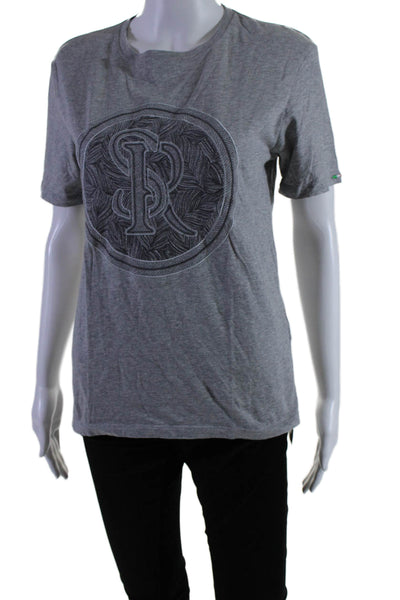 Stefano Ricci Womens Graphic Short Sleeves Tee Shirt Gray Cotton Size Small