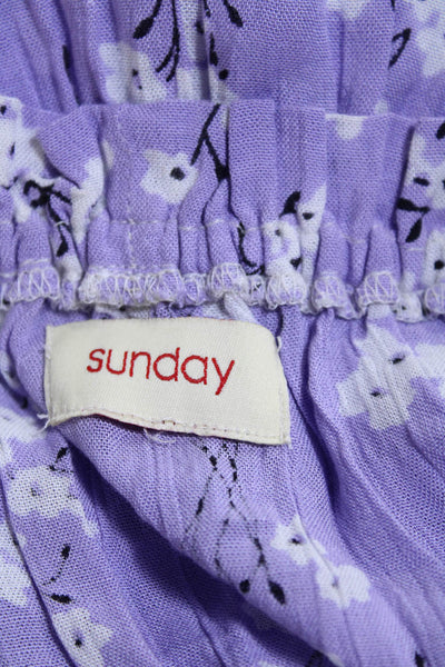 Sunday Womens Floral Print Strapless Maxi Dress Lavender White Size Small