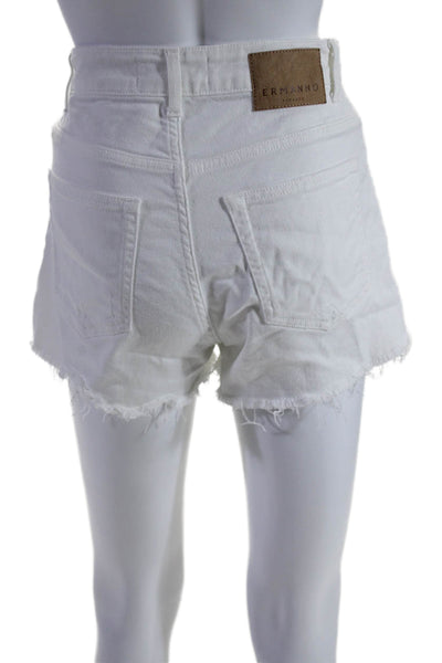 Ermanno Firenze Womens Denim Zip Up Cut Off Shorts White Cotton Size EUR 36