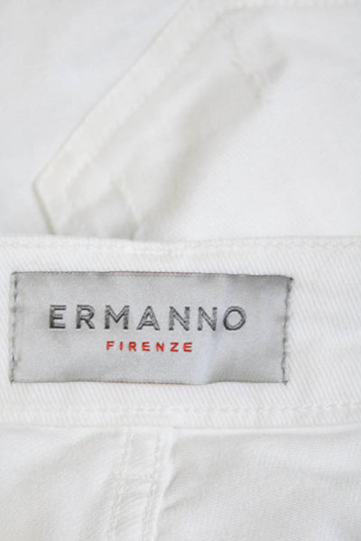 Ermanno Firenze Womens Denim Zip Up Cut Off Shorts White Cotton Size EUR 36