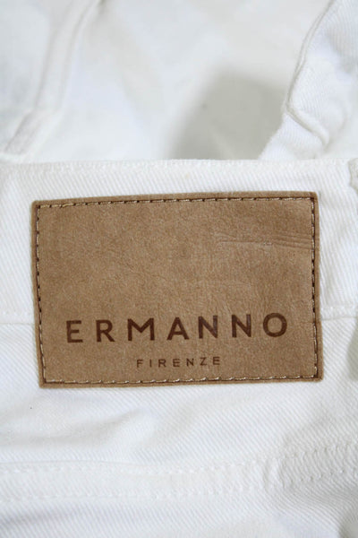 Ermanno Firenze Womens Denim Zip Up Cut Off Shorts White Cotton Size EUR 36