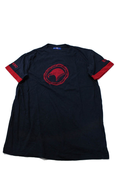 Stefano Ricci Childrens Girls Short Sleeves Tee Shirt Navy Blue Red Cotton Size