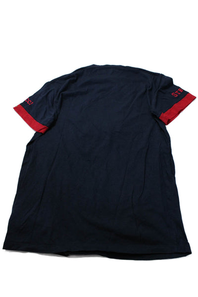 Stefano Ricci Childrens Girls Short Sleeves Tee Shirt Navy Blue Red Cotton Size