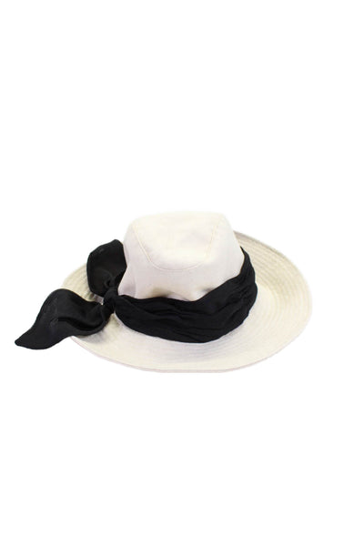 Eugenia Kim Womens Tie Bow Detail Pull On Casual Bucket Hat White Black