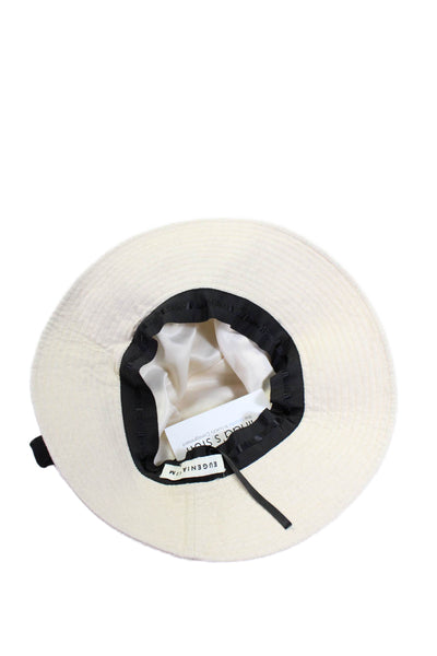 Eugenia Kim Womens Tie Bow Detail Pull On Casual Bucket Hat White Black